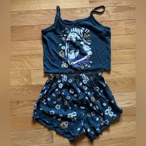 Janis Joplin tank and shorts PJ set, size XS